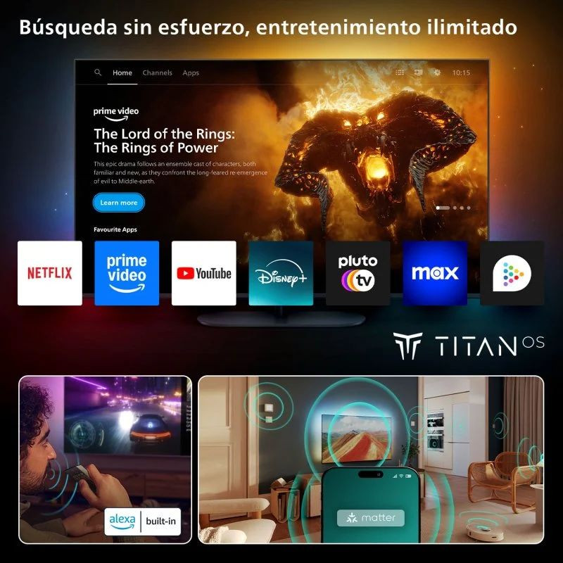 Philips The One 75PUS9010 TV 75 pouces 4K UHD QLED avec Ambilight, écran bord à bord, couleurs vives et contraste profond pour contenu HDR - Ítem4