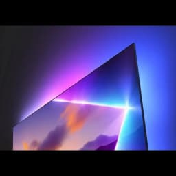Philips 85PUS8510 85 polegadas 4K QLED com Ambilight, moldura fina e cantos retos, painel brilhante com cores vivas e efeito de luz traseira colorida