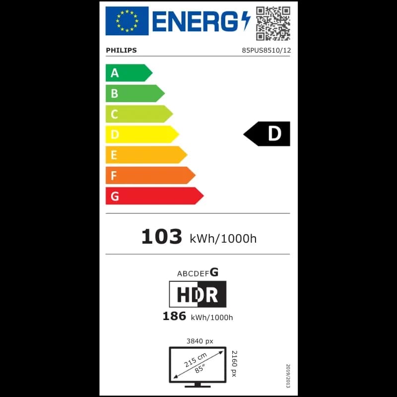 Controle remoto Philips 85PUS8510 preto com teclas dedicadas Netflix, Prime Video, Disney+, YouTube, setas de navegação, volume e botão Ambilight