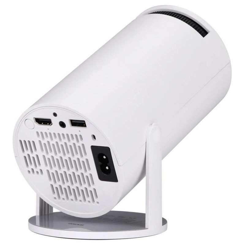 Mini projecteur NK-TV340031 HD LCD blanc, design cylindrique, large lentille frontale, monté sur support inclinable, connectique HDMI, luminosité 120 ANSI - Ítem3