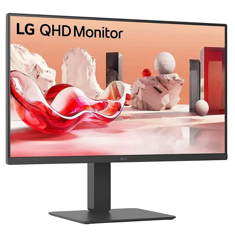 LG 27BA45QB-B 27 QHD IPS com molduras finas, base retangular robusta e tela ampla e nítida; cores vivas e design minimalista para setups profissionais - Item1