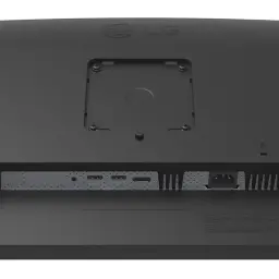 Parte trasera del monitor LG 27BA45QB-B 27 pulgadas con montaje VESA expuesto, puertos HDMI, DisplayPort y entrada de alimentación en panel inferior