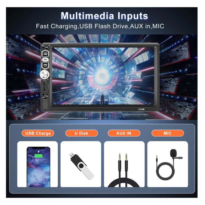 Pantalla táctil Podofo A3061 7 Pulgadas - Carplay y Android Auto DIN 1 - Ítem1