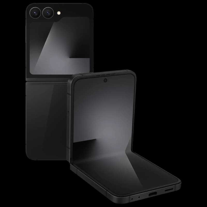 Samsung Galaxy Z Flip7 FE 5G noir reconditionné excellent état, design pliable, double écran brillant, double capteur photo arrière, charnière solide
