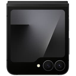 Samsung Galaxy Z Flip7 FE 5G noir plié, écran externe brillant bord à bord, deux capteurs photo alignés, finition lisse reconditionné excellent état
