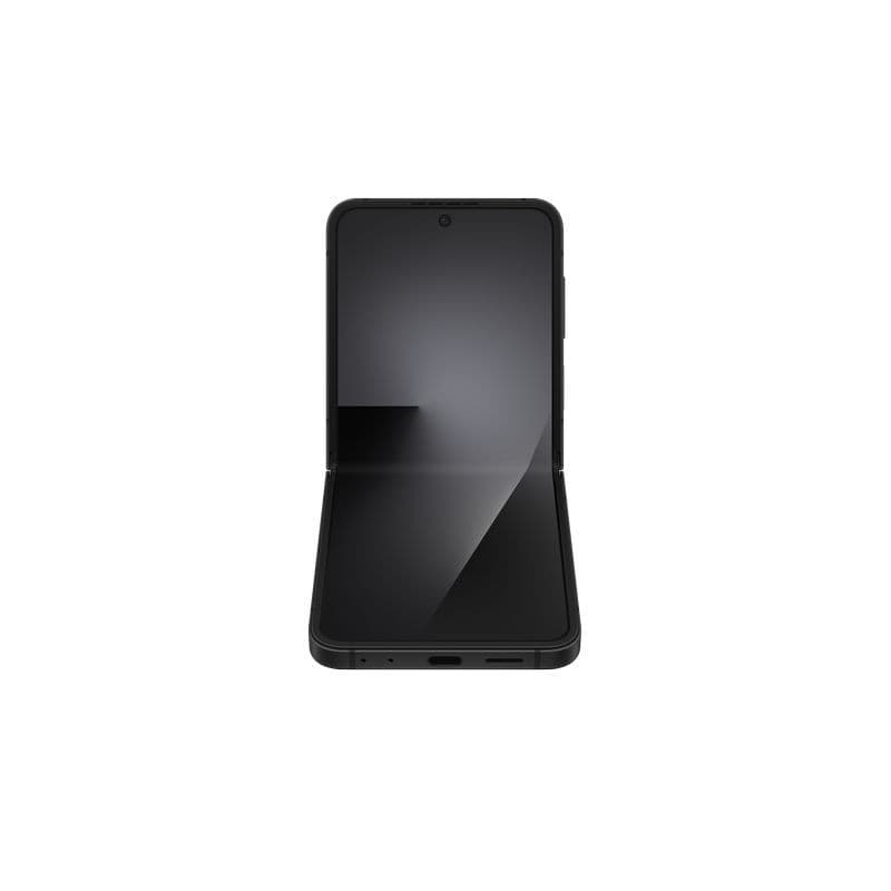 Samsung Galaxy Z Flip7 FE 5G noir, format clapet ouvert, grand écran intérieur brillant, bords fins, charnière discrète, état reconditionné excellent