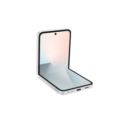 Samsung Galaxy Z Flip7 FE 5G 8Go/128Go Blanc semi-plié affichage intérieur bord fin charnière argentée ports USB-C visibles design compact moderne