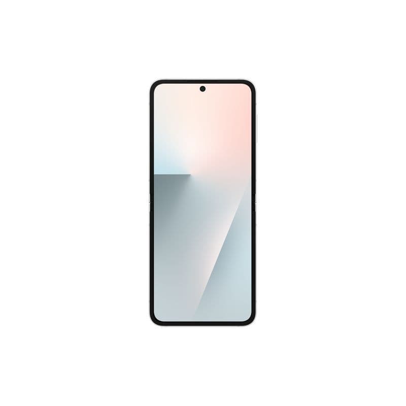 Samsung Galaxy Z Flip7 FE 5G 8Go/128Go Blanc, écran bord à bord avec poinçon centré, bords fins noirs, design épuré et symétrique