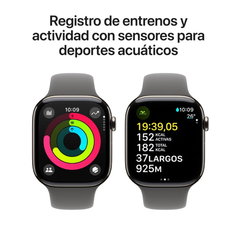 Apple Watch Series 10 GPS + Cellular 46 mm Titane Naturel avec Bracelet Sport Gris S/M - Ítem3
