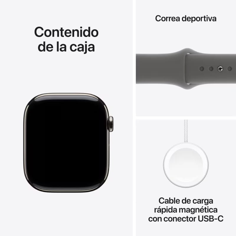 Apple Watch Series 10 GPS + Cellular 46 mm Titane Naturel avec Bracelet Sport Gris S/M - Ítem7