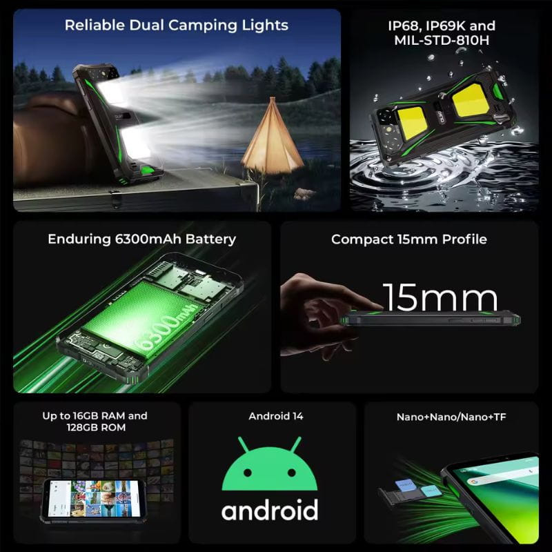 Oukitel G5 4 GB/128 GB com luz de acampamento, Preto Rugged - Item5