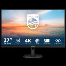 Moniteur Philips 27E1N1800A/00 27 pouces 4K UHD IPS avec HDR, angles larges, mode LowBlue et sans scintillement, bords fins, pied réglable noir