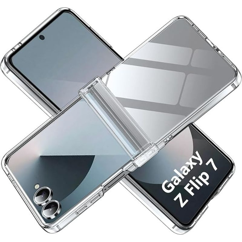 Capa de silicone reforçada transparente para Galaxy Z Flip7, design dobrável com proteção 360, cantos reforçados, recortes precisos e suporte rígido na - Item