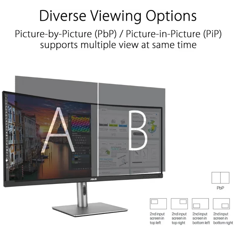 Monitor ASUS ProArt PA34VCNV 34,1 polegadas UltraWide QHD curvo 21:9 IPS 3440x1440 3800R 100% sRGB Rec.709 USB-C RJ45 bordas finas base ajustável - Item2