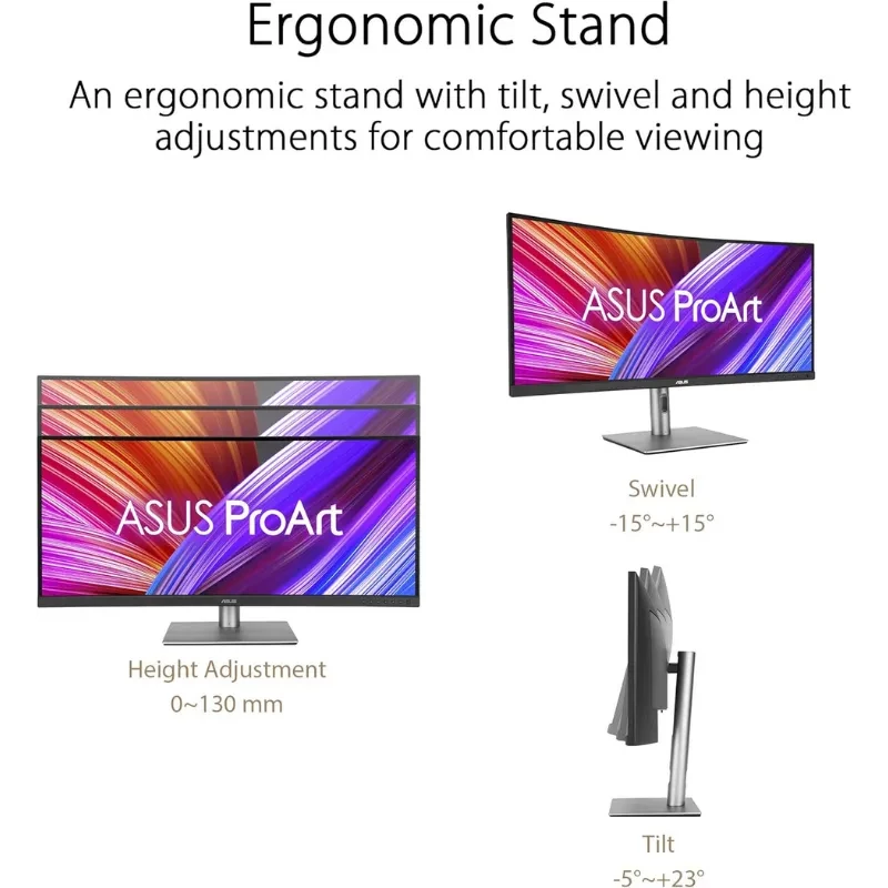 Monitor ASUS ProArt PA34VCNV 34,1 polegadas UltraWide QHD curvo 21:9 IPS 3440x1440 3800R 100% sRGB Rec.709 USB-C RJ45 bordas finas base ajustável - Item5