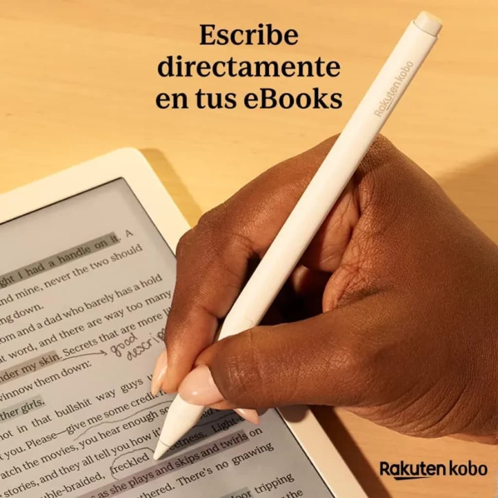 Rakuten Kobo Stylus 2 Blanco: lápiz digital elegante con punta fina, cuerpo ergonómico y carga USB-C para escribir y anotar con precisión en eBooks