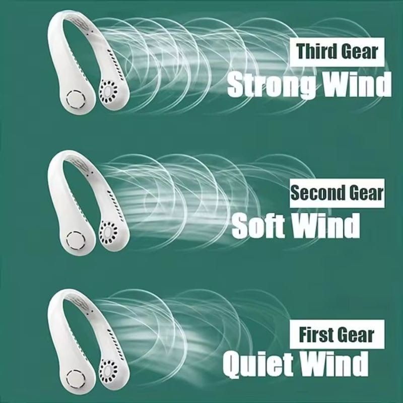 Ventilador de pescoço silencioso com 3 velocidades, 1800 mAh, recarregável por USB - Item2