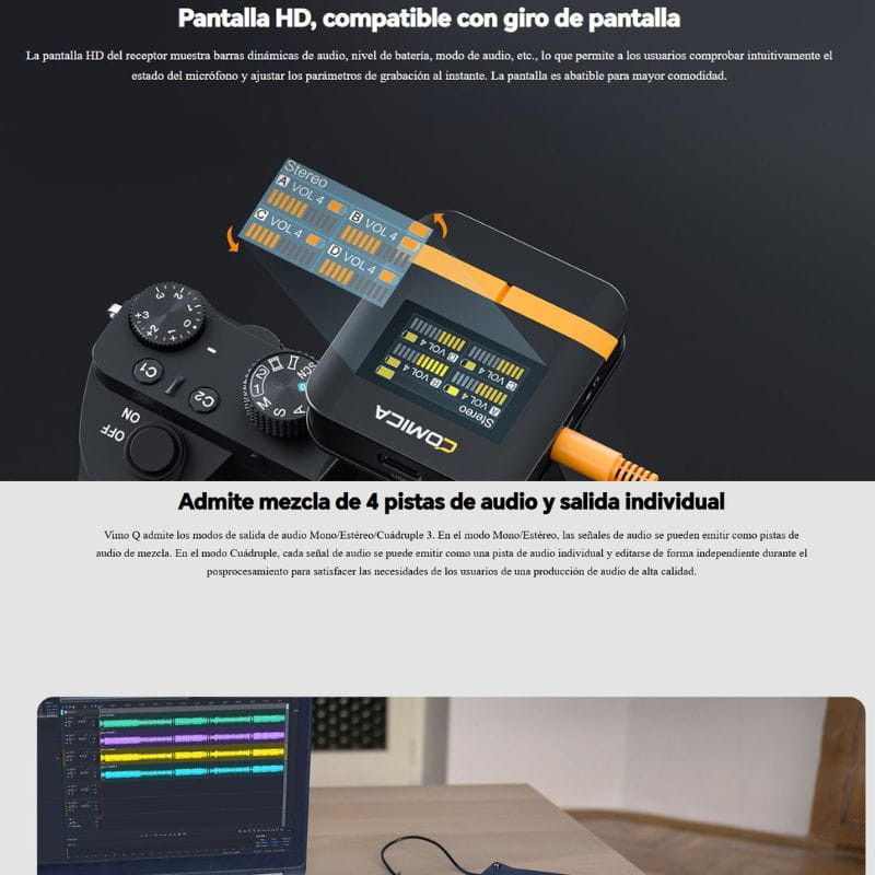 COMICA Vimo Q Micrófono Lavalier Inalámbrico de 4 Canales con Cancelación de Sonido - Blanco - Ítem3