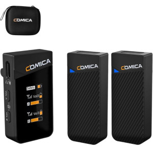COMICA Vimo C2 Microfone Lavalier sem fio de 2 canais com controle e cancelamento de som