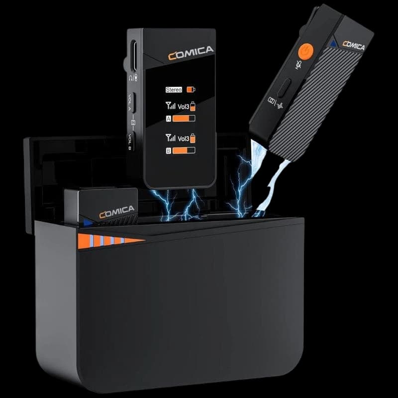 COMICA Vimo C3 Micrófono Lavalier Inalámbrico de 2 Canales con Control y Cancelación de Sonido