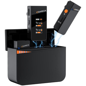 COMICA Vimo C3 Microfone Lavalier sem fio de 2 canais com controle e cancelamento de som