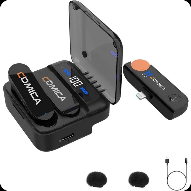 COMICA Vimo S-MI Microphone Lavalier sans fil avec suppression du bruit (Lightning) Noir