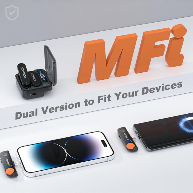 COMICA Vimo S-MI Microfone Lavalier sem fio com cancelamento de som (Lightning) Preto - Item7
