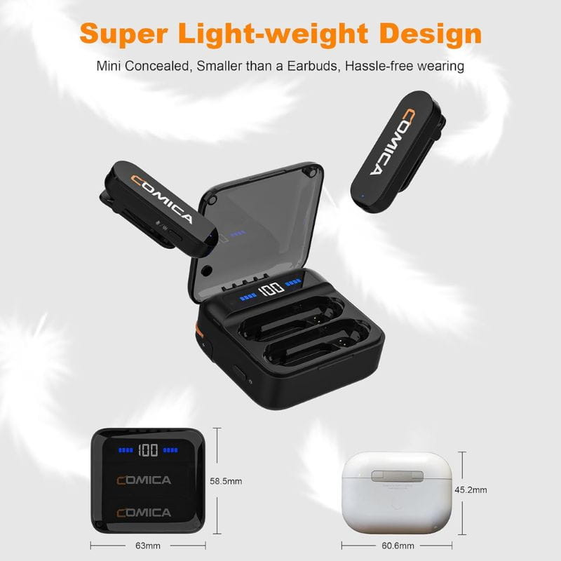 COMICA Vimo S-MI Microfone Lavalier sem fio com cancelamento de som (Lightning) Preto - Item6