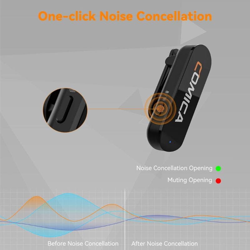 COMICA Vimo S-MI Microphone Lavalier sans fil avec suppression du bruit (Lightning) Noir, boutons