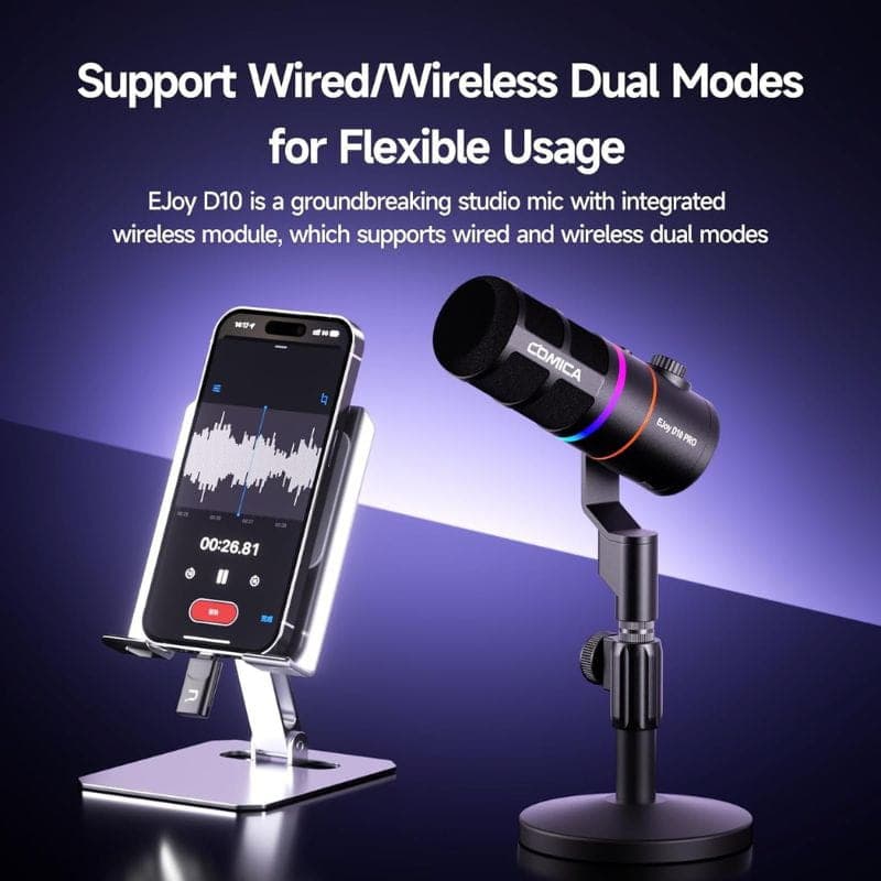   COMICA EJoy D10 Pro (D) Microphone sans fil pour jeux vidéo, noir, avec ou sans fil