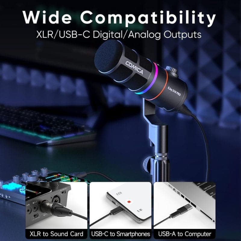   COMICA EJoy D10 Pro (D) Microphone sans fil pour jeux vidéo, noir, compatibilité