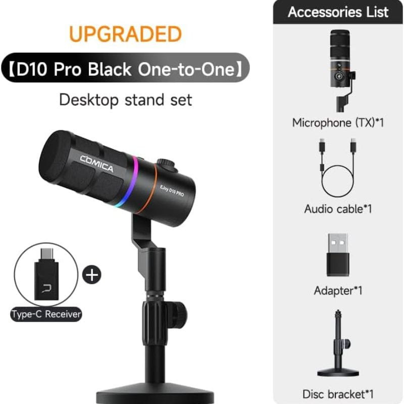 COMICA EJoy D10 Pro (D) Microfone sem fio para jogos, Preto - Item6