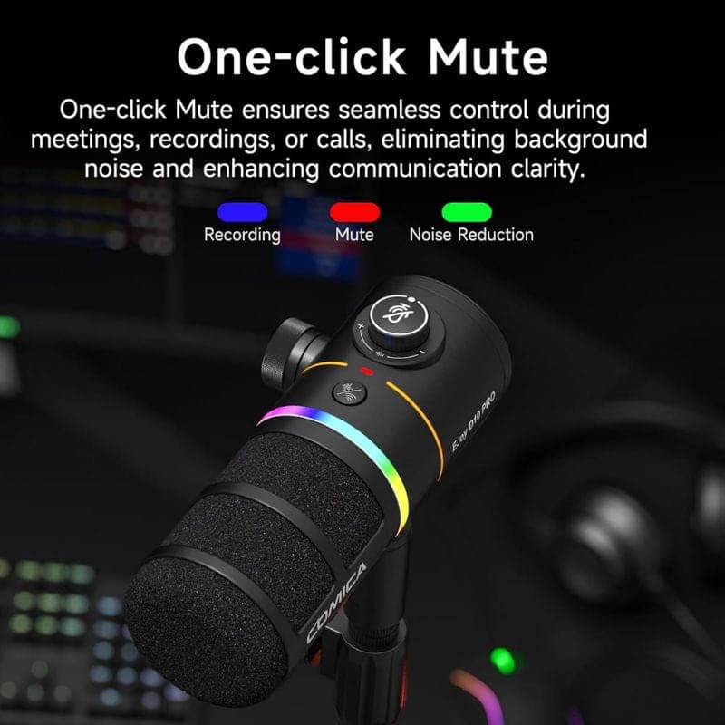   COMICA EJoy D10 Pro (D) Microphone sans fil pour jeux vidéo, noir, mise en sourdine d'un simple clic