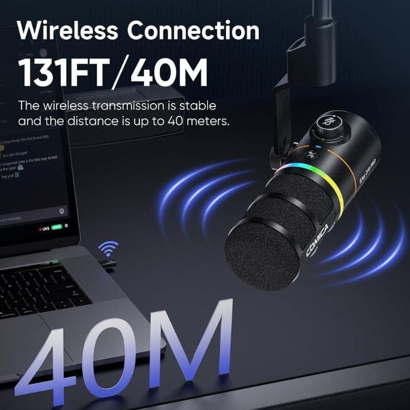   COMICA EJoy D10 Pro (D) Microphone sans fil pour jeux vidéo, noir, portée jusqu'à 40 m