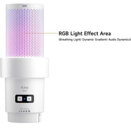 COMICA EJoy Uni Pro(D) Micrófono Inalámbrico de Condensador Cardioide RGB Blanco, efectos RGB