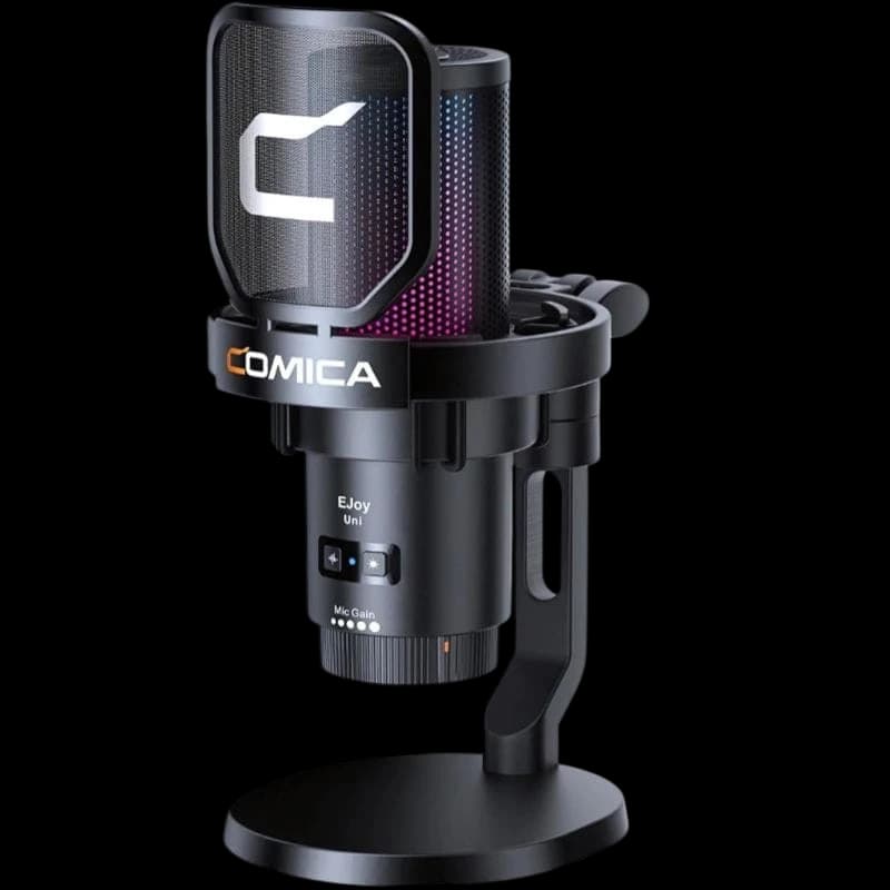 COMICA EJoy Uni Pro(D) Microphone sans fil à condensateur cardioïde RGB Noir