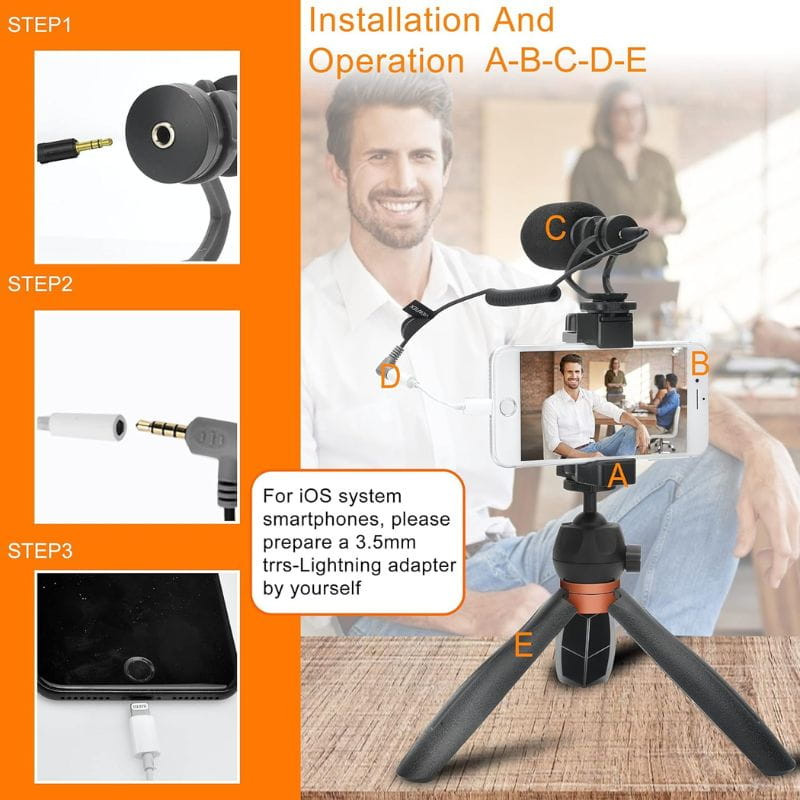 COMICA VM10-K2 PRO Tripé com Microfone - Kit de vídeo para smartphones - Item6