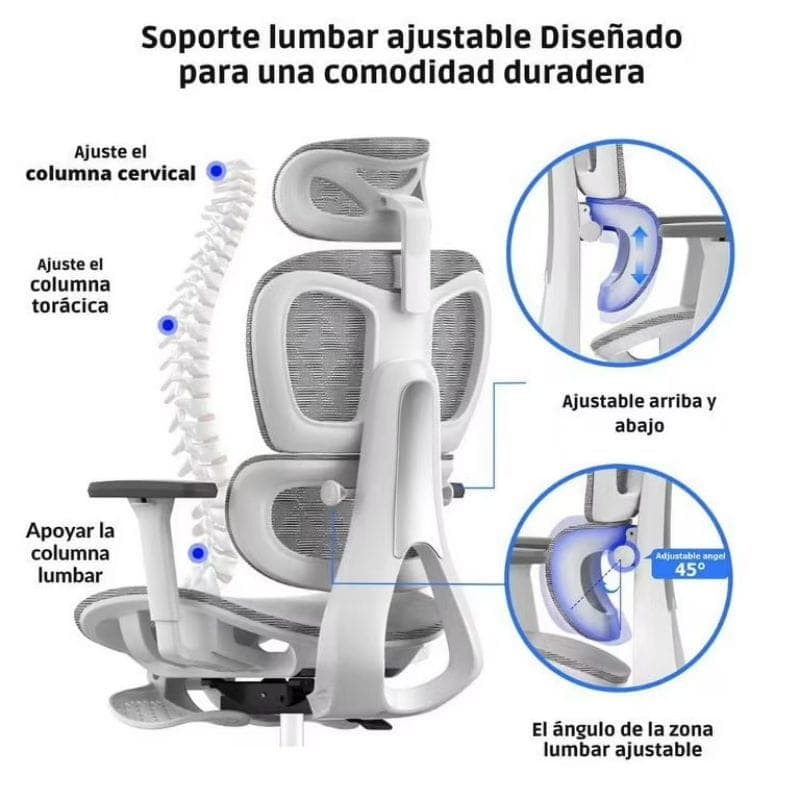 Powerbasic Tondela - Silla de Oficina Ergonómica, con soporte lumbar regulable