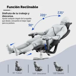 Powerbasic Tondela - Silla de Oficina Ergonómica, con función reclinable
