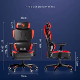 Silla Gaming Ergonómica Obidos Roja, medidas