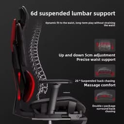 Silla Gaming Ergonómica Crato Gris, respaldo lumbar