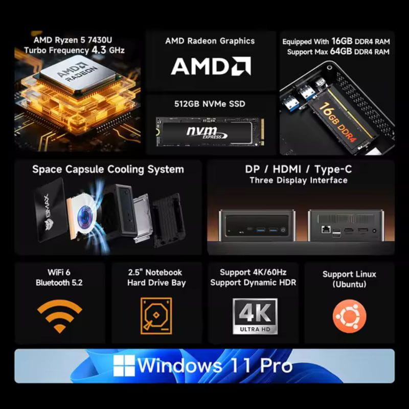 BMAX-B7A Pro 16GB/512GB - Mini PC - Ítem4