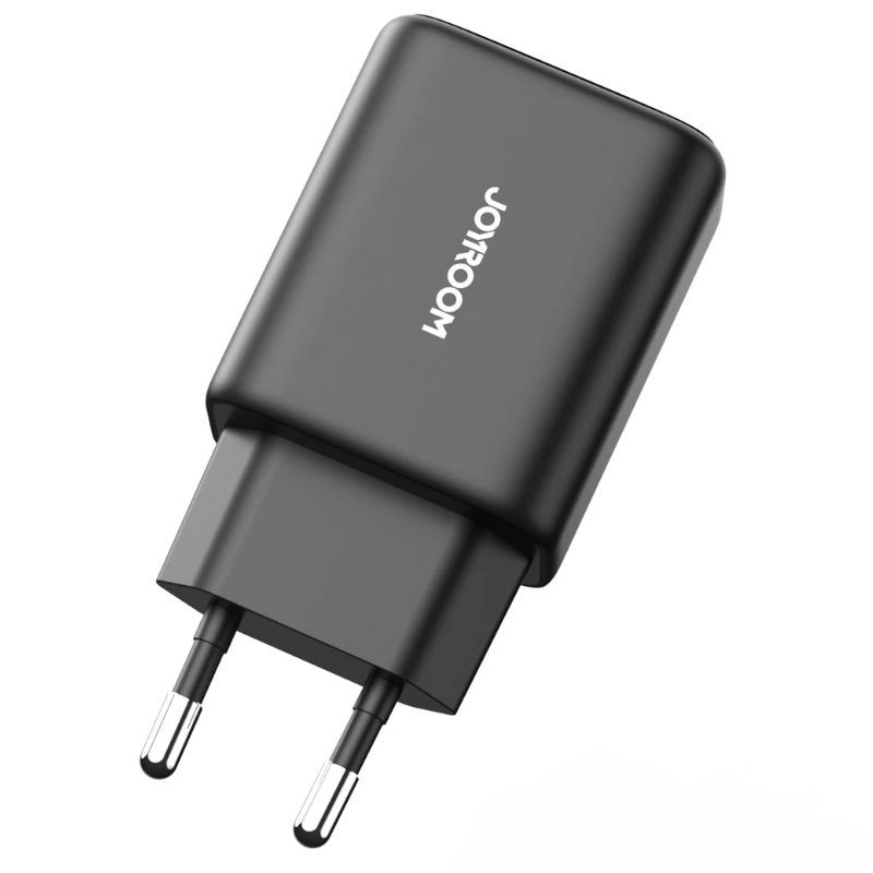 JOYROOM JR-TCF23 25W carga rápida, cargador de pared compacto en color negro con puerto USB-C y clavija europea, acabado mate y diseño minimalista - Ítem1