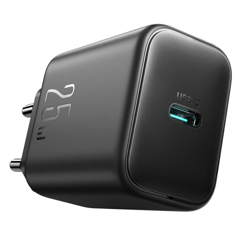 JOYROOM JR-TCF23 25W carga rápida, cargador de pared compacto en color negro con puerto USB-C y clavija europea, acabado mate y diseño minimalista - Ítem2