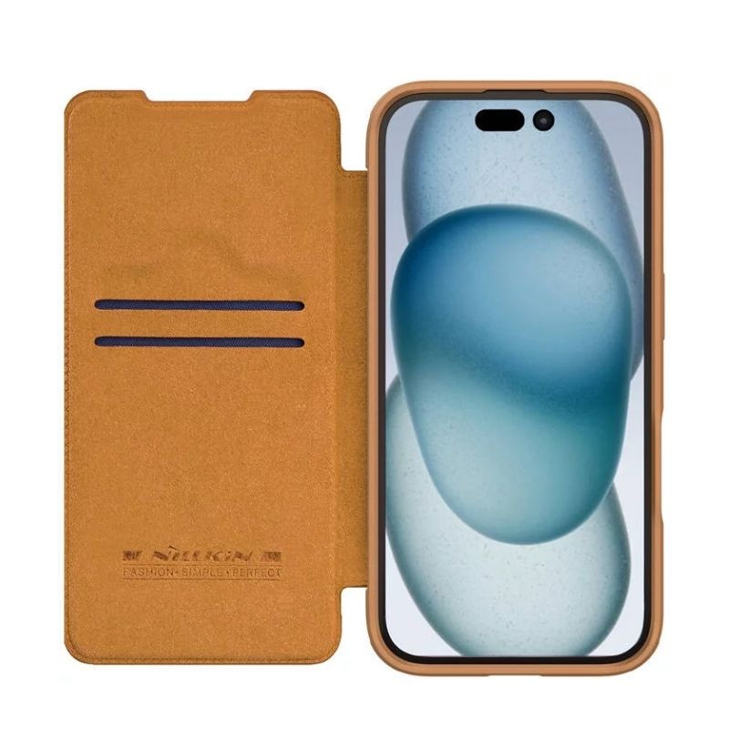 Nillkin Qin Prop Étui en cuir pour iPhone 16 Pro Max Marron - Ítem1