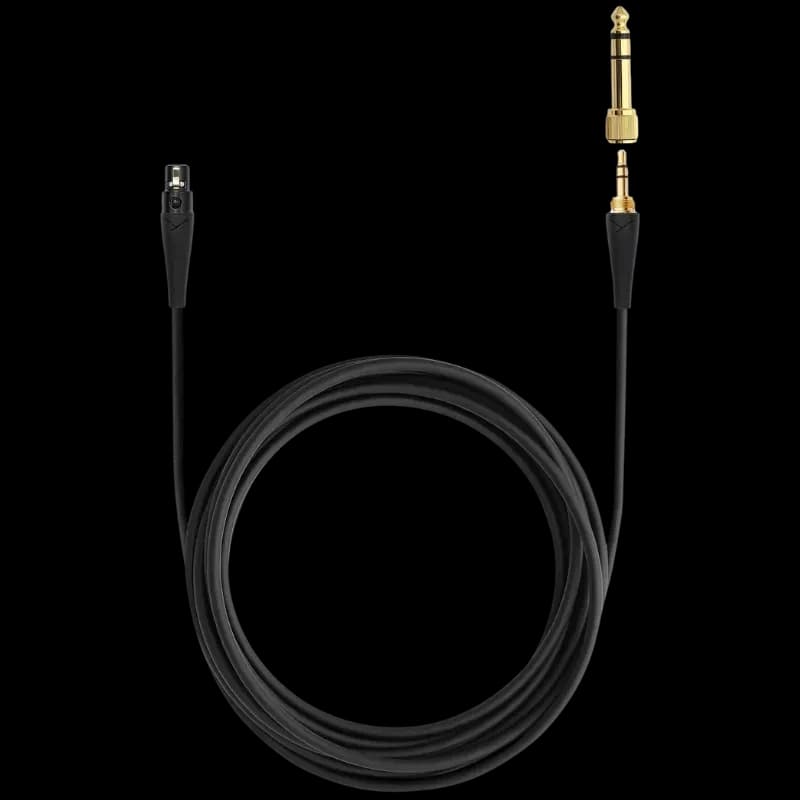 Câble audio noir pour Beyerdynamic DT 900 Pro X 48 Ω avec connecteur jack droit doré et adaptateur 6,35 mm, long et flexible pour usage studio et scène