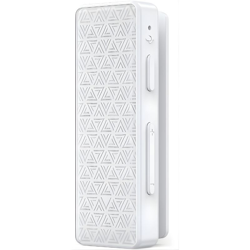 FiiO BTR11 - Amplificateur/DAC Bluetooth blanc, boîtier compact avec motif triangulaire, boutons latéraux volume et alimentation, design minimaliste - Ítem