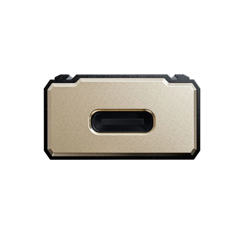 FiiO KA5 – Amplificateur/DAC portable noir, boîtier anguleux métal, écran OLED latéral affichage PCM/DSD, logo Hi-Res, finitions dorées élégantes. - Ítem4