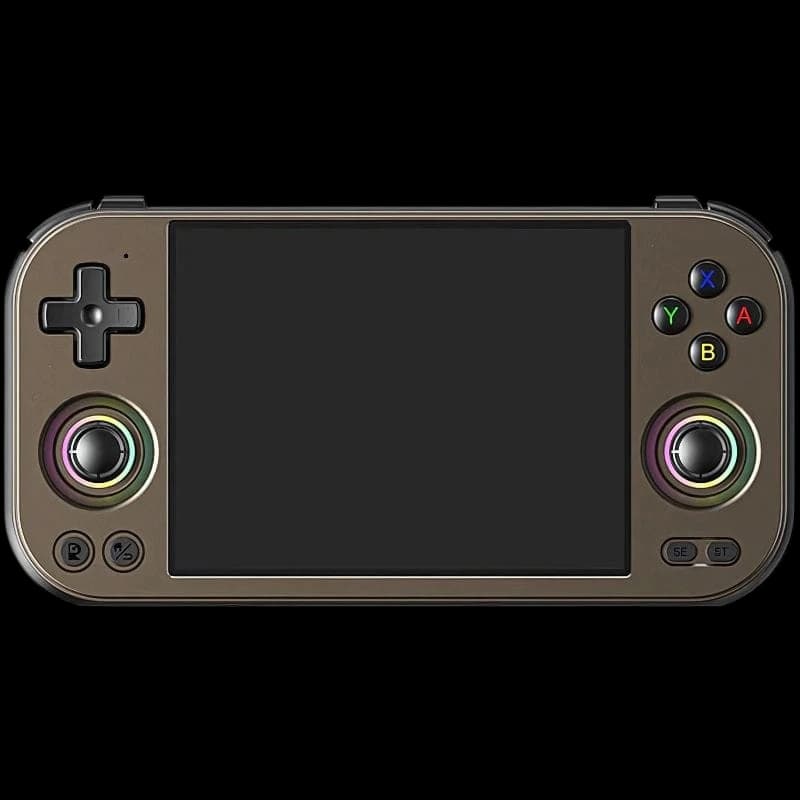 Consola Portátil Anbernic RG 477M 8GB/128GB Negro con pantalla central, dos joysticks iluminados, cruceta a la izquierda y botones ABXY a la derecha