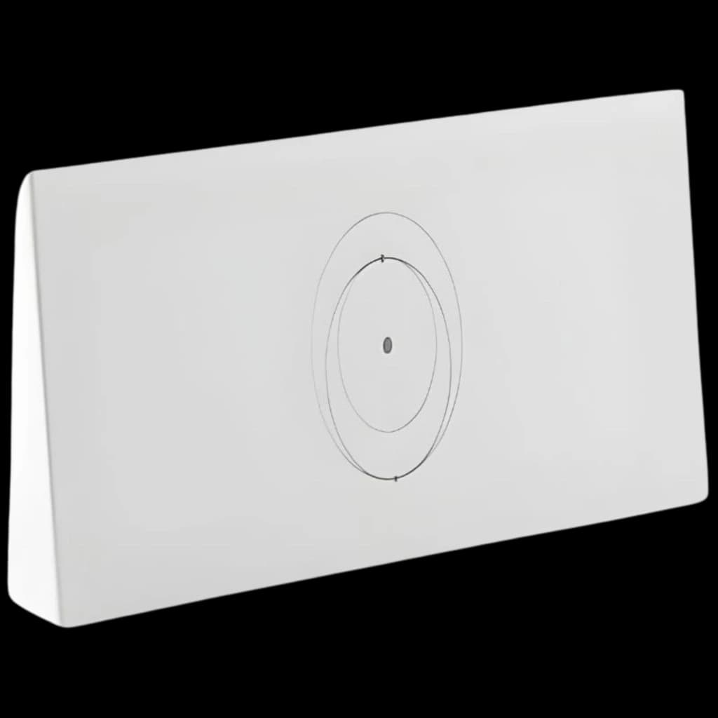 Router STARLINK Gen3 para kit standard V4 em branco, formato retangular com base triangular, superfície lisa e círculos concêntricos centrais em cinza